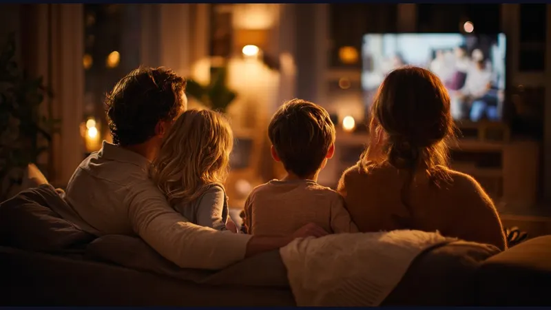 Person relaxing at home choosing a series to watch in the evening