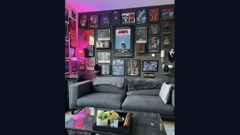 Personal media library with series posters organised in rows