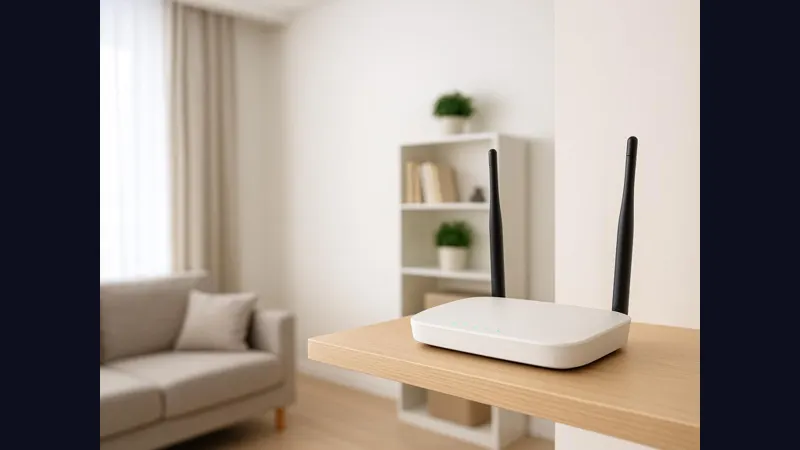 Home router and streaming television in a living room